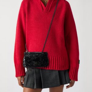 Bolsa Shining Preta com Alça de Corrente – Elegância Noturna e Toque Fashion