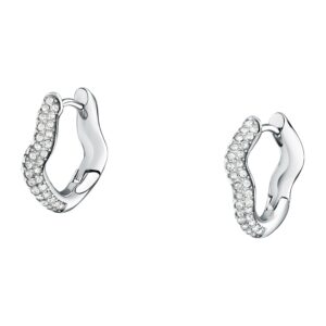 Brincos Design em Aço Prateado com Cristais