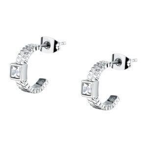 Brincos Gioia Prateados com Cristal Redondo